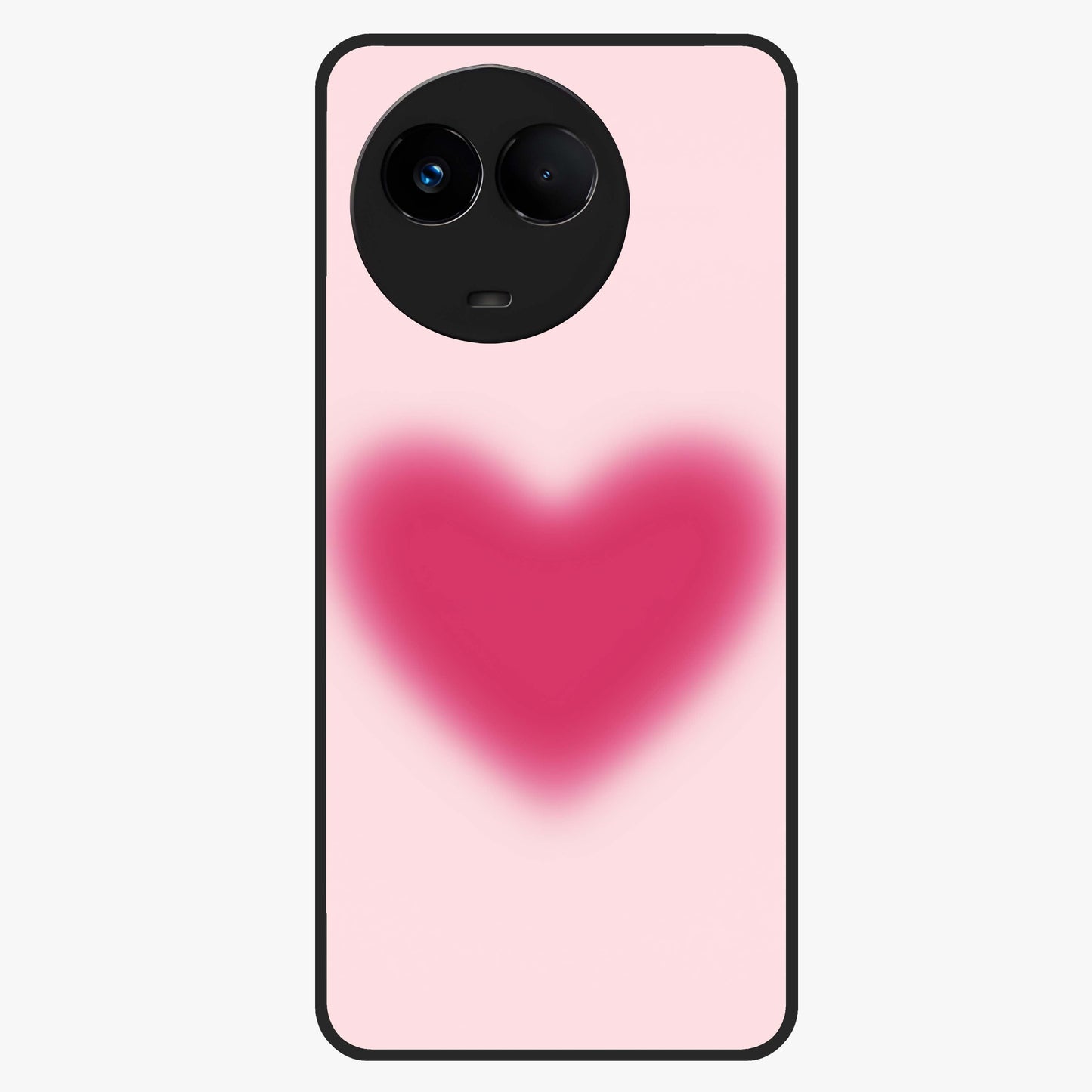 Pink Aura Heart Glass Case showing flat back view with glowing heart artwork and glossy glass finish.