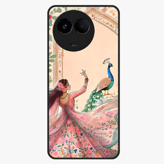 Royal Grace Muse Glass Case showing flat back view with elegant artistic artwork and glossy glass finish.
