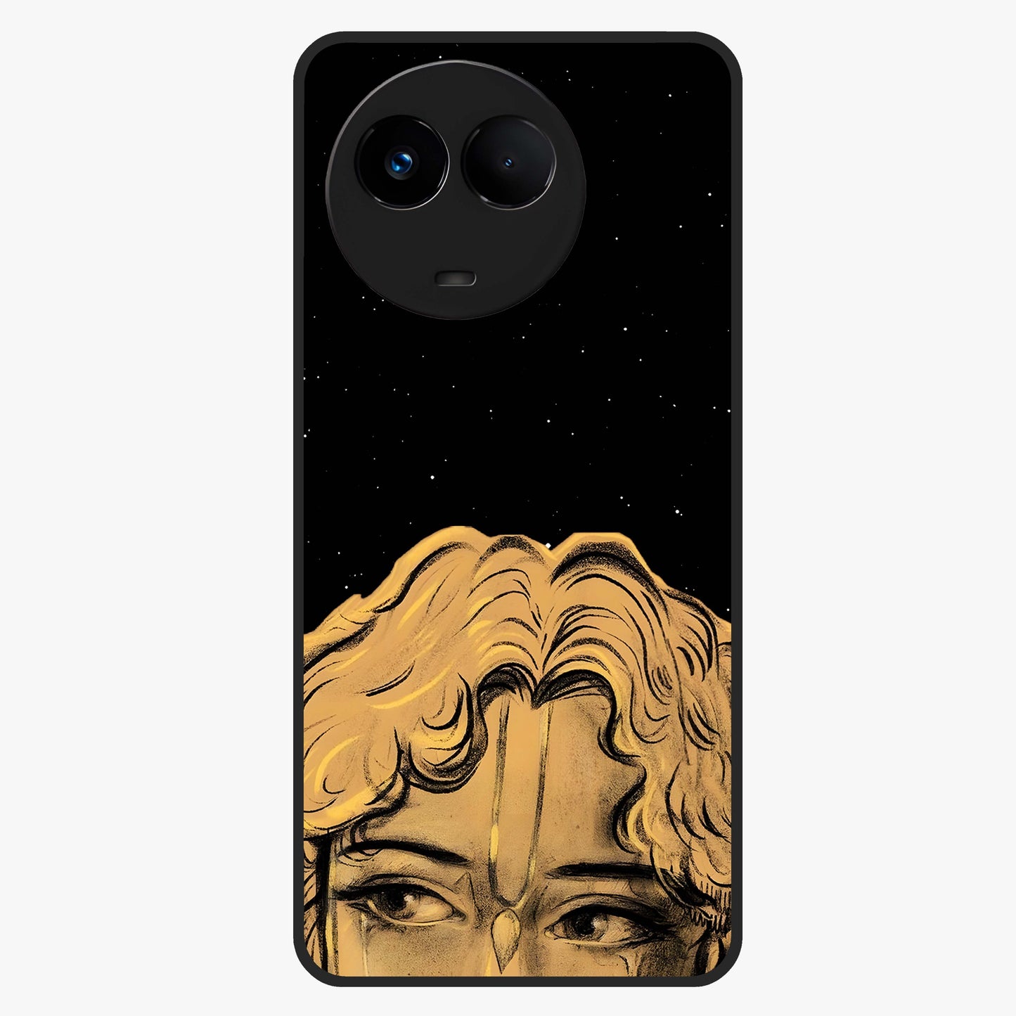 Shri Krishna Art Glass Case showing flat back view with devotional Krishna artwork and glossy glass finish.