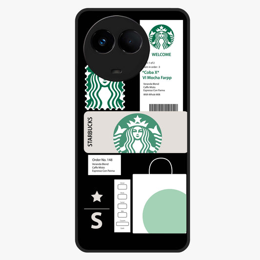 Starbucks Mocha Glass Case showing flat back view with coffee inspired artwork and glossy glass finish.