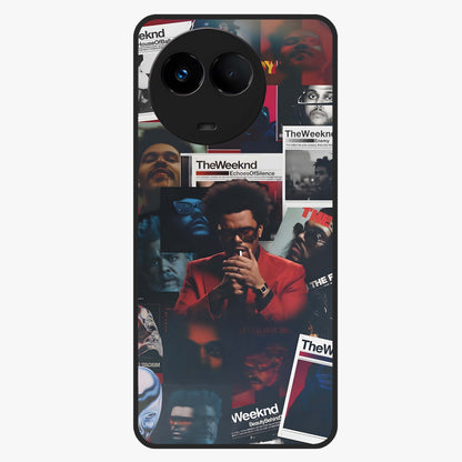 The Weeknd Glass Case showing flat back view with music inspired artistic portrait artwork and glossy glass finish.