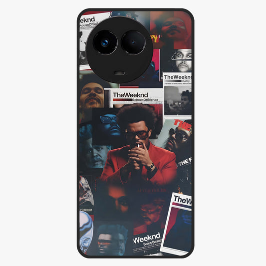 The Weeknd Glass Case showing flat back view with music inspired artistic portrait artwork and glossy glass finish.