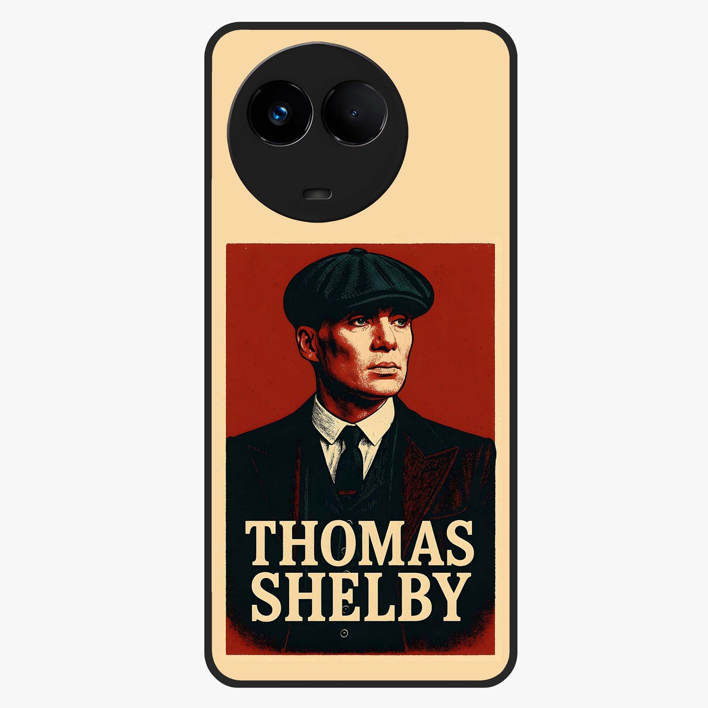 Vintage Mafia Authority Glass Case showing flat back view with bold vintage mafia inspired artwork and glossy glass finish.