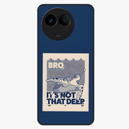 Worry Less Swim Glass Case showing flat back view with playful motivational artwork and glossy glass finish.