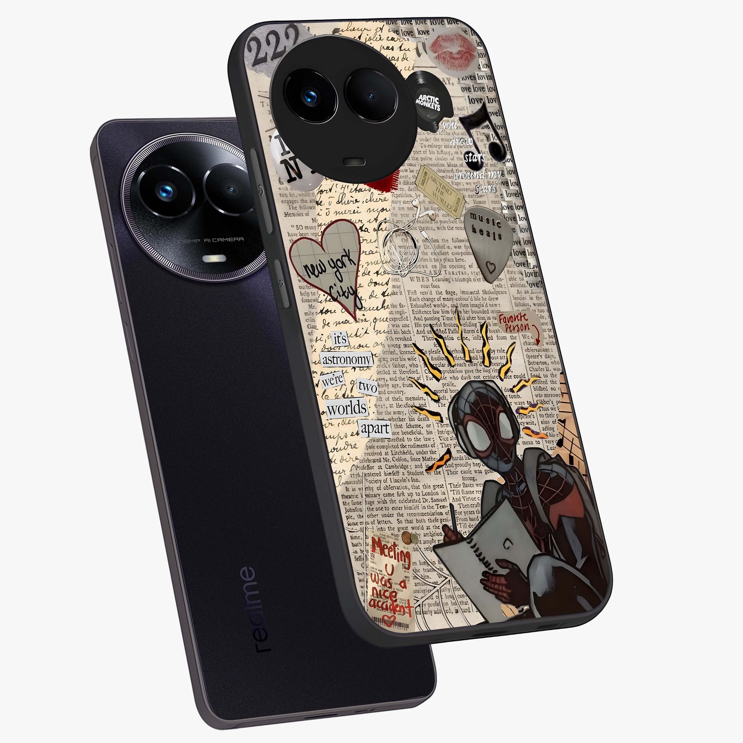 City Dream Sketch Glass Case displayed in angled mockup highlighting minimal city illustration with aesthetic sketch style.
