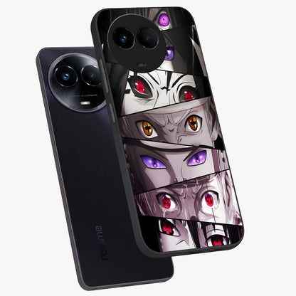 Eyes of Destiny Glass Case displayed in angled mockup highlighting bold eye illustration with mystical aesthetic style.