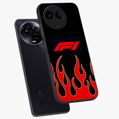 Fire F11 Glass Case displayed in angled mockup highlighting bold fire inspired graphic with energetic aesthetic style.