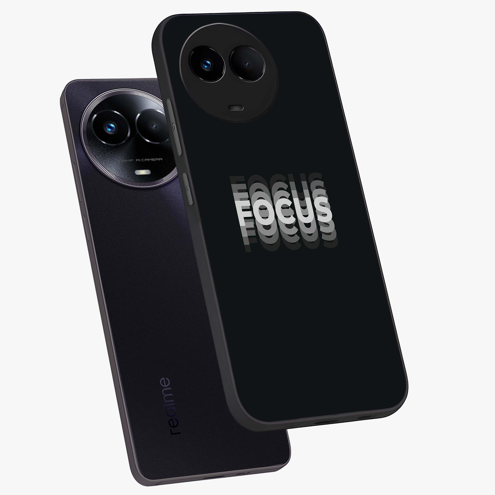 Focus Mode On Glass Case displayed in angled mockup highlighting clean minimal text artwork with modern aesthetic style.