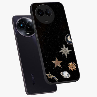 Galactic Charm Glow Glass Case displayed in angled mockup highlighting luminous galaxy inspired design with dreamy aesthetic.