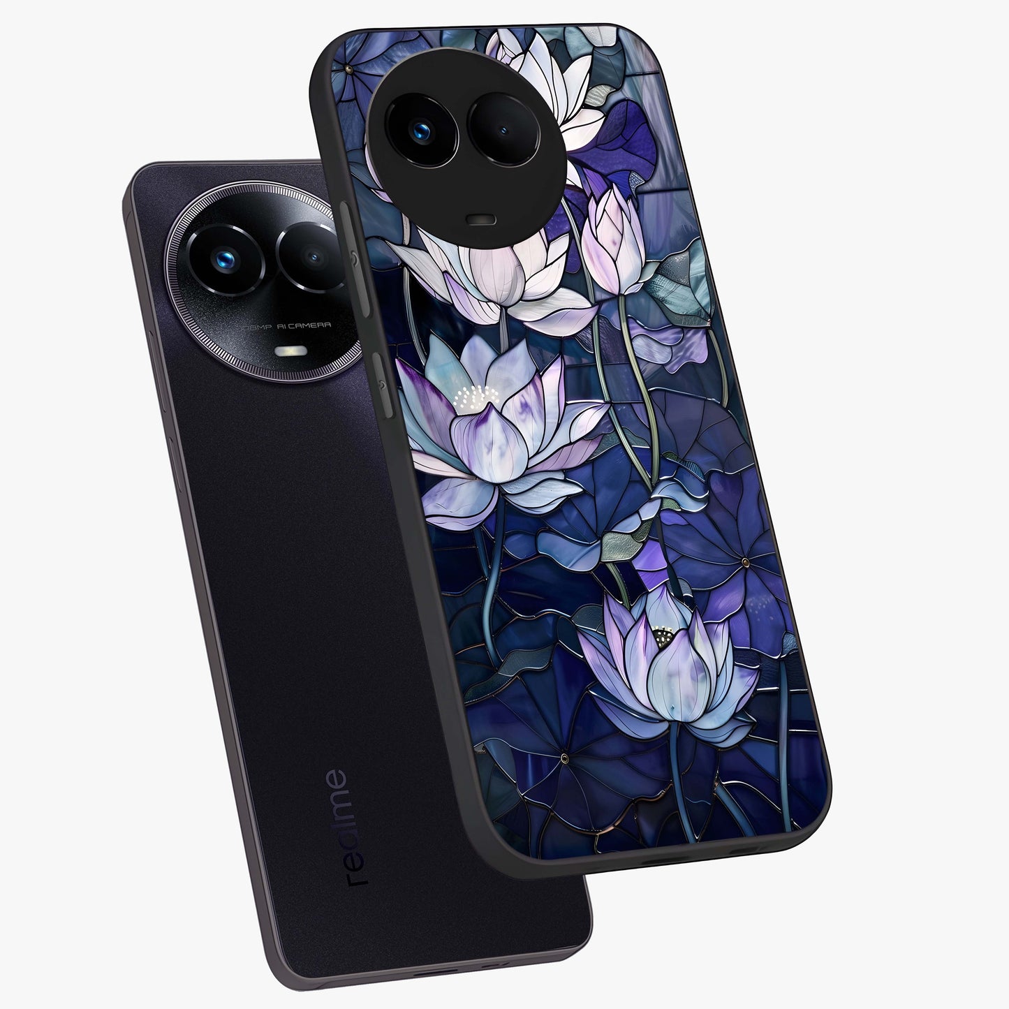 Gloss Petal Rush Glass Case displayed in angled mockup highlighting vibrant petal design with elegant floral aesthetic.