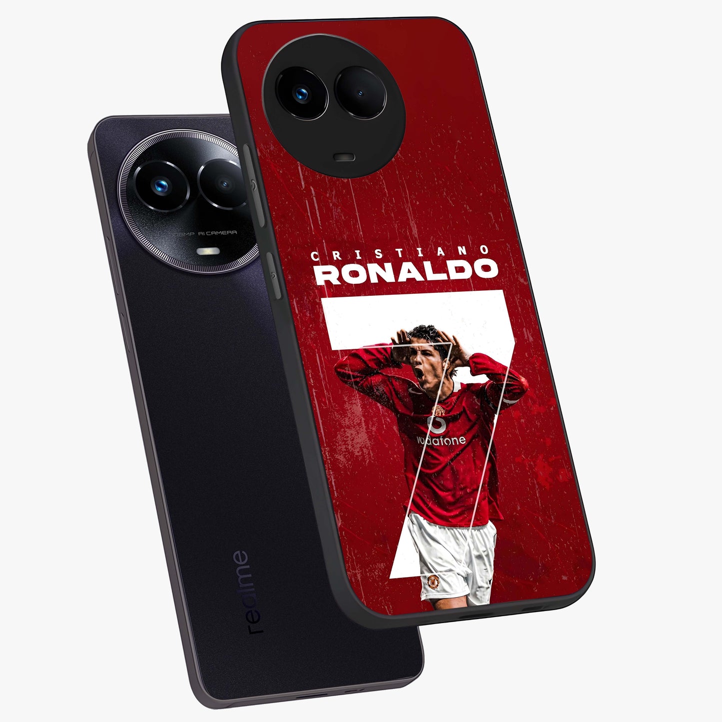 Goal Celebration Legacy Glass Case displayed in angled mockup highlighting energetic sports celebration design with bold athletic theme.