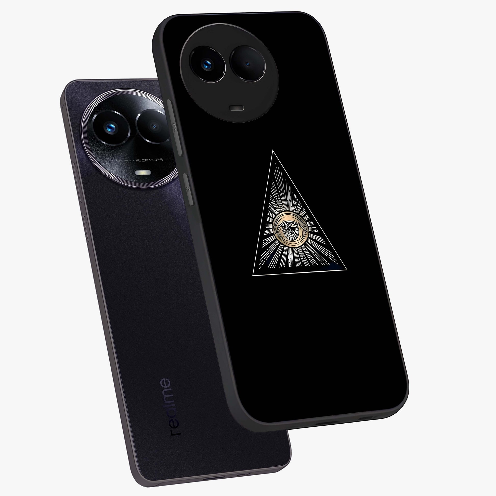Illuminati Evil Glass Case displayed in angled mockup highlighting dark occult inspired design with bold aesthetic style.