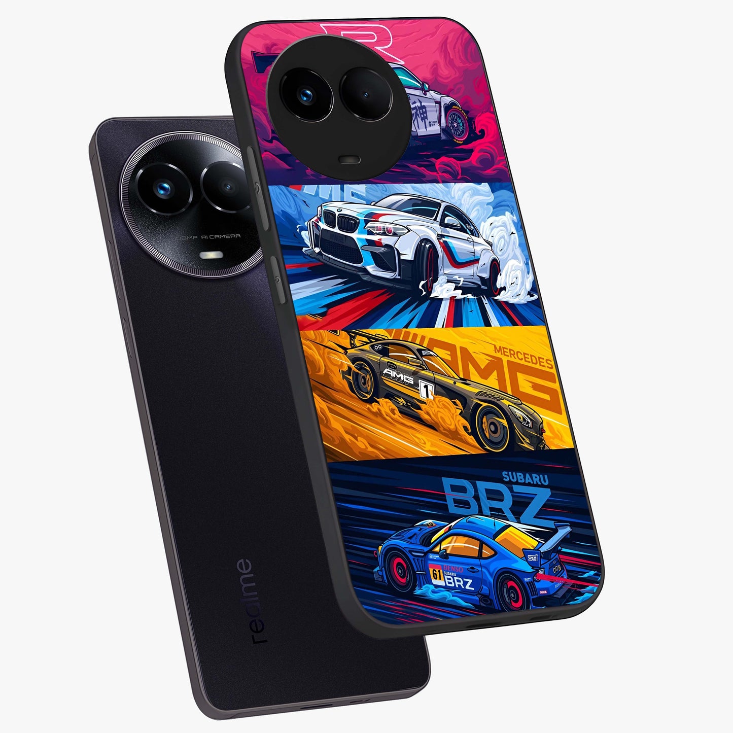 JDM Sports Car Glass Case displayed in angled mockup highlighting sleek Japanese racing car design with automotive aesthetic.