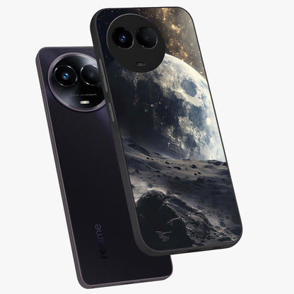 Lunar Horizon Glow Glass Case displayed in angled mockup highlighting celestial moon design with dreamy night aesthetic.