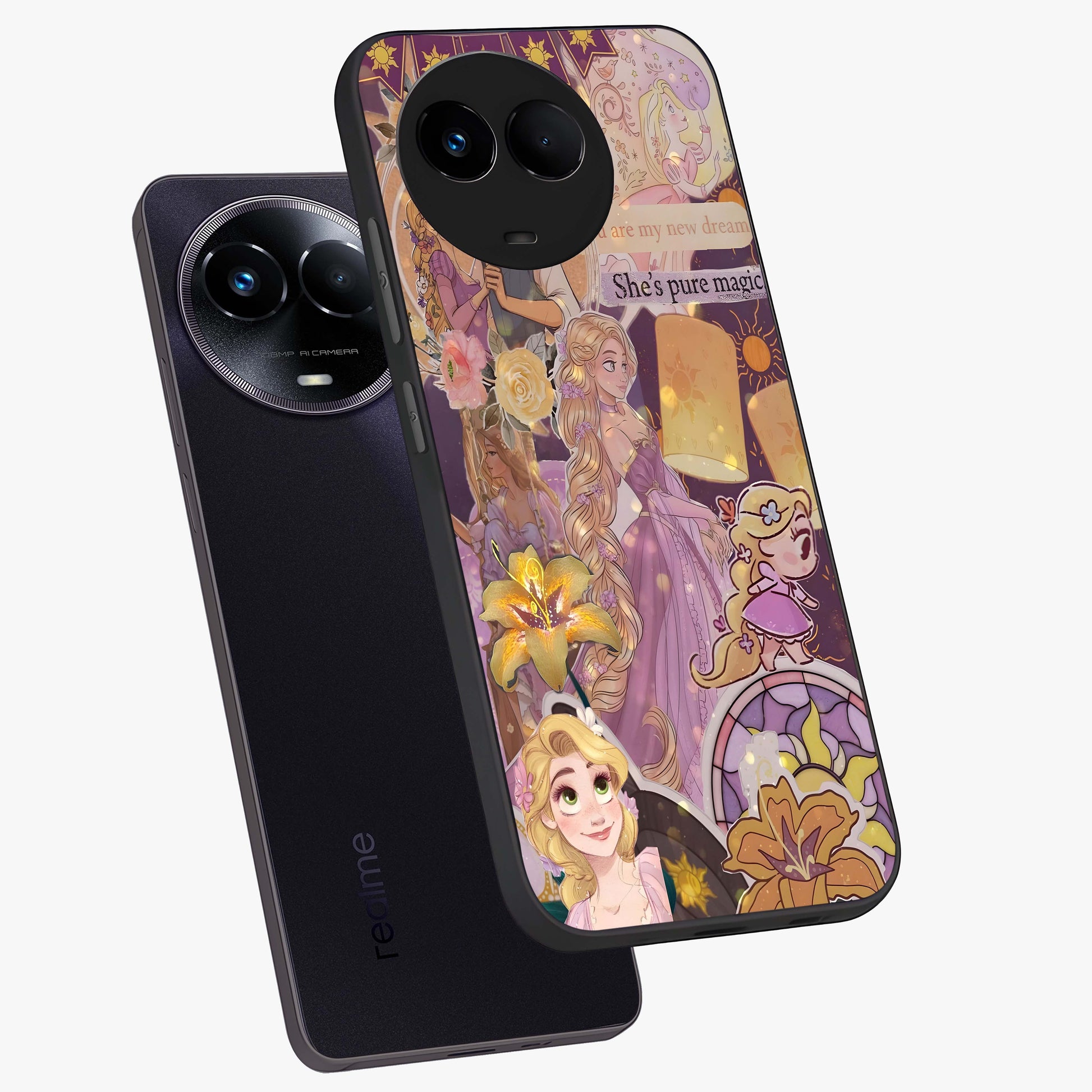 Magical Tangled Dream Glass Case displayed in angled mockup highlighting whimsical fantasy design with magical aesthetic.