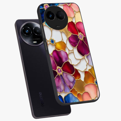 Marble Flower Pattern Glass Case displayed in angled mockup highlighting elegant marble floral design with modern aesthetic.