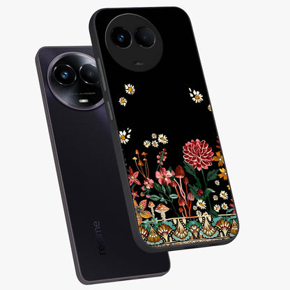 Midnight Bloom Pattern Glass Case displayed in angled mockup highlighting elegant flower design with midnight aesthetic style.