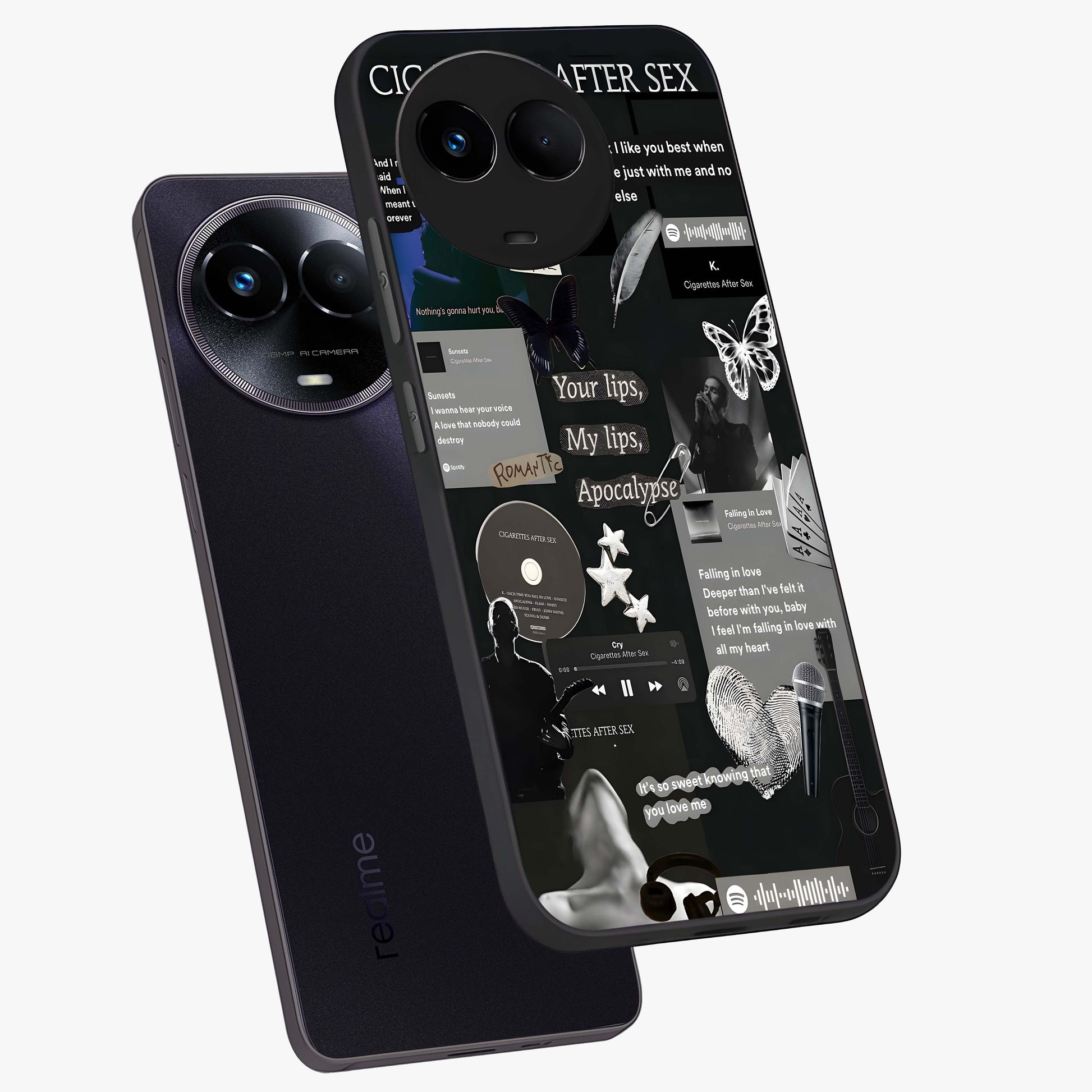 Midnight Love Echo Glass Case displayed in angled mockup highlighting elegant love inspired design with deep aesthetic style.