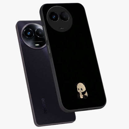 Midnight Panda Love Glass Case displayed in angled mockup highlighting adorable panda illustration with midnight aesthetic.