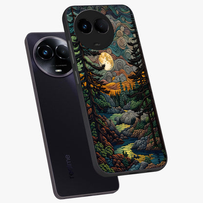 Moonlight Forest Dream Glass Case displayed in angled mockup highlighting dreamy forest design with glowing moon aesthetic.