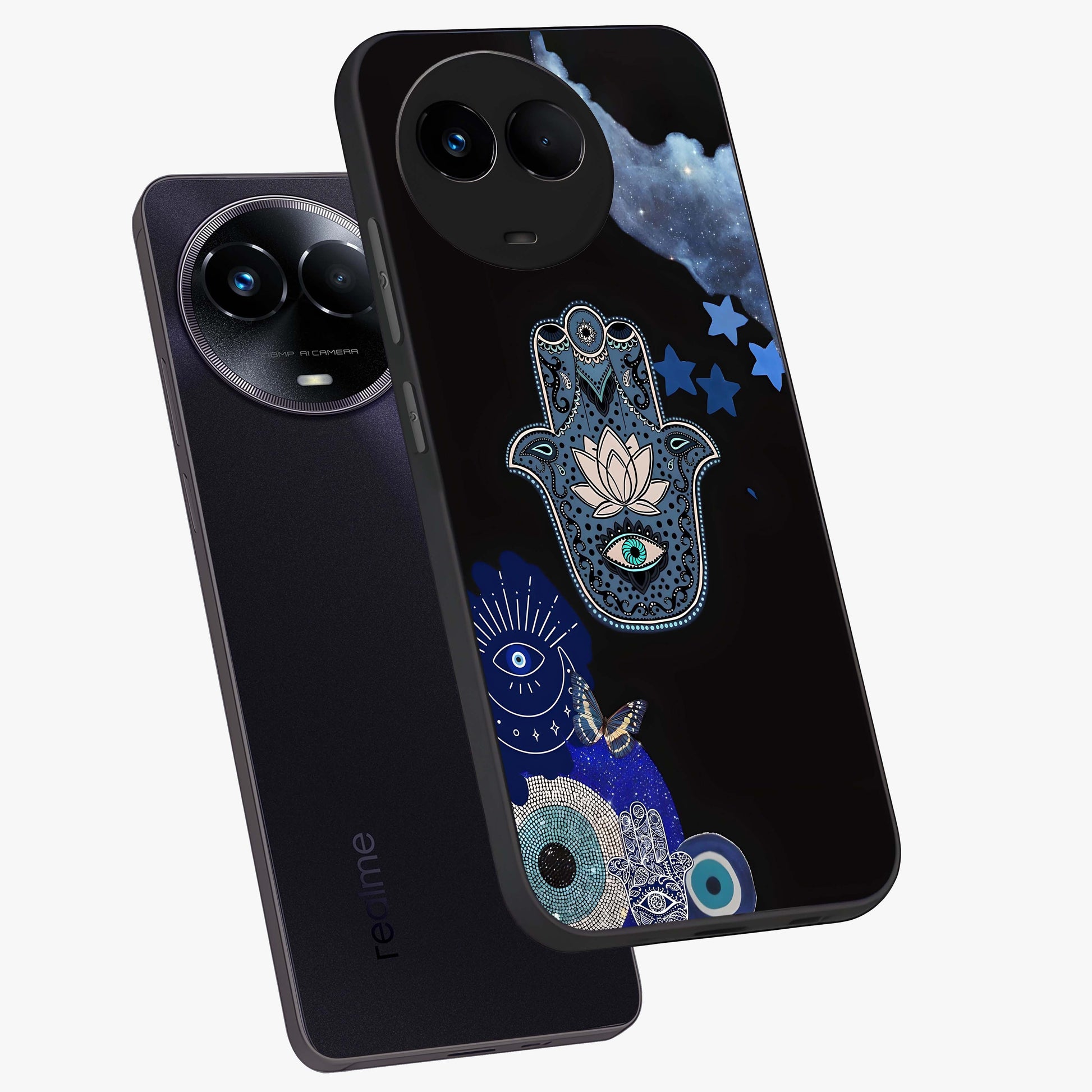 Mystic Hand Aura Glass Case displayed in angled mockup highlighting magical aura design with spiritual aesthetic style.