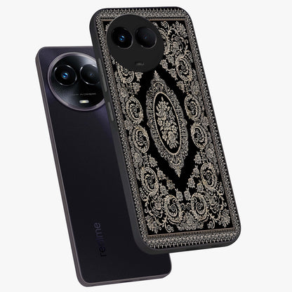 Noir Bloom Elegance Glass Case displayed in angled mockup highlighting refined flower design with stylish noir aesthetic.