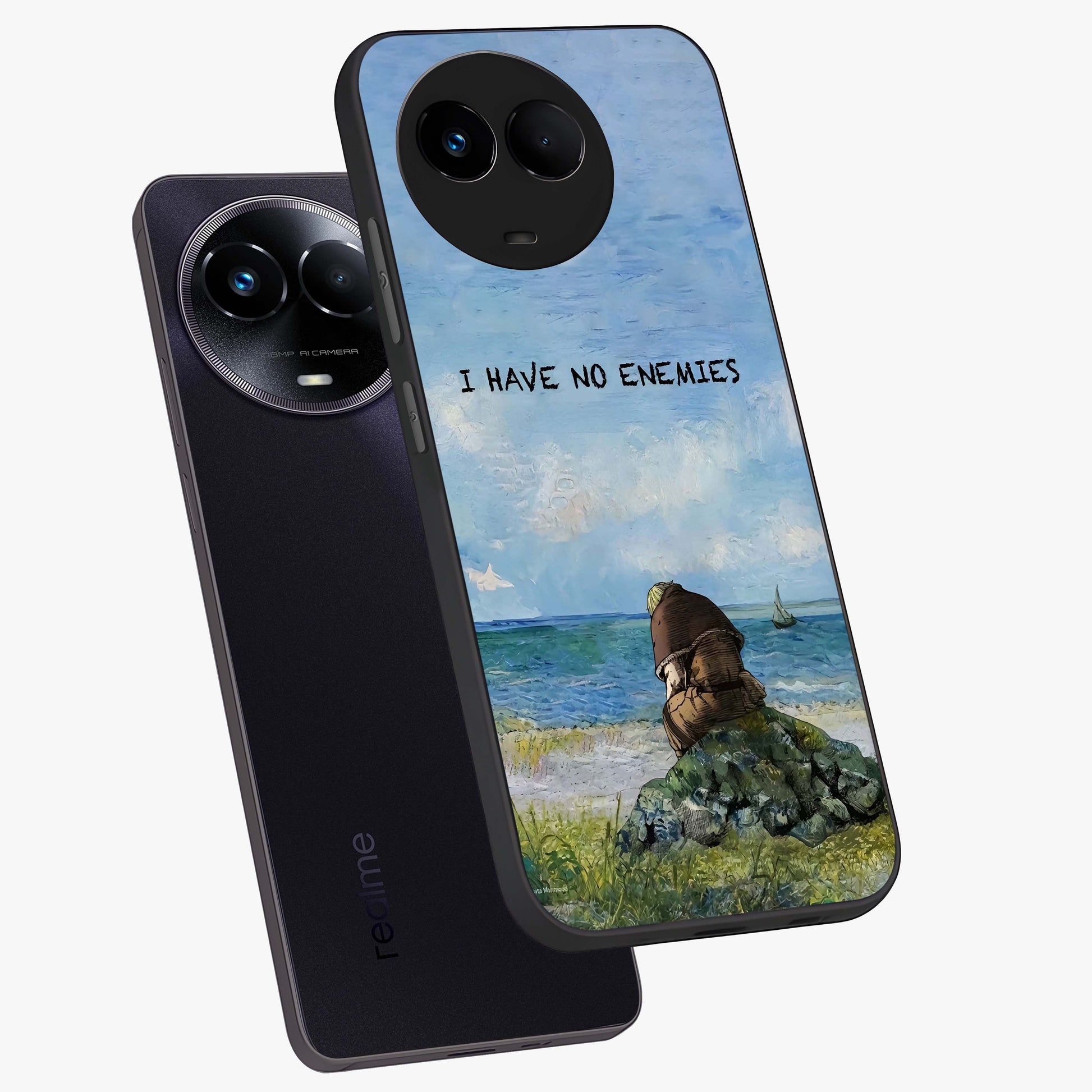 Peace Beyond War Glass Case displayed in angled mockup highlighting meaningful message design with artistic aesthetic style.