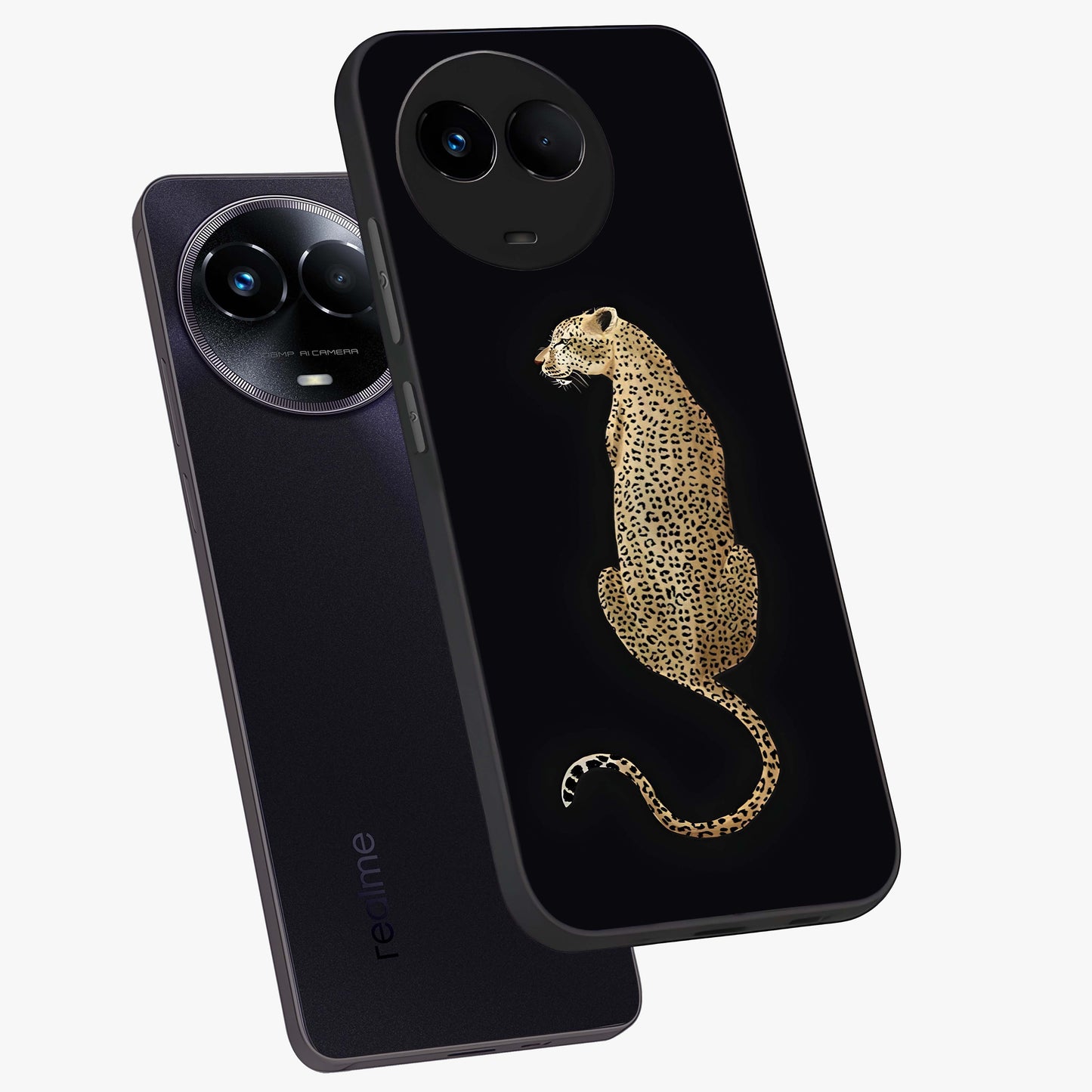 Regal Leopard Glass Case displayed in angled mockup highlighting powerful animal illustration with stylish wild aesthetic.