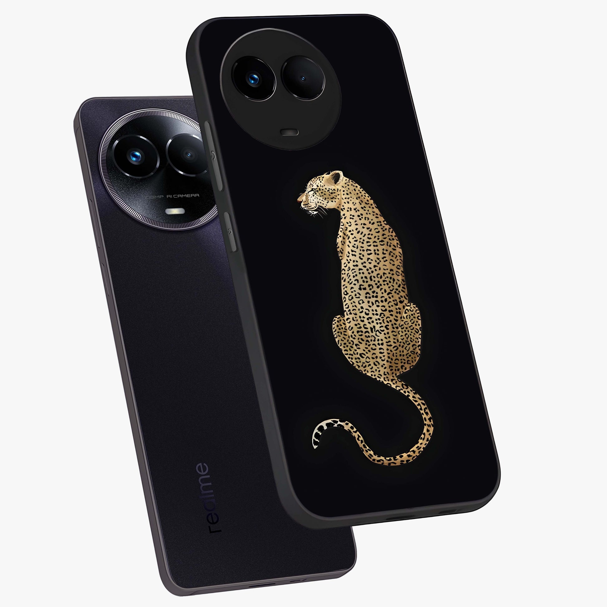 Regal Leopard Glass Case displayed in angled mockup highlighting powerful animal illustration with stylish wild aesthetic.