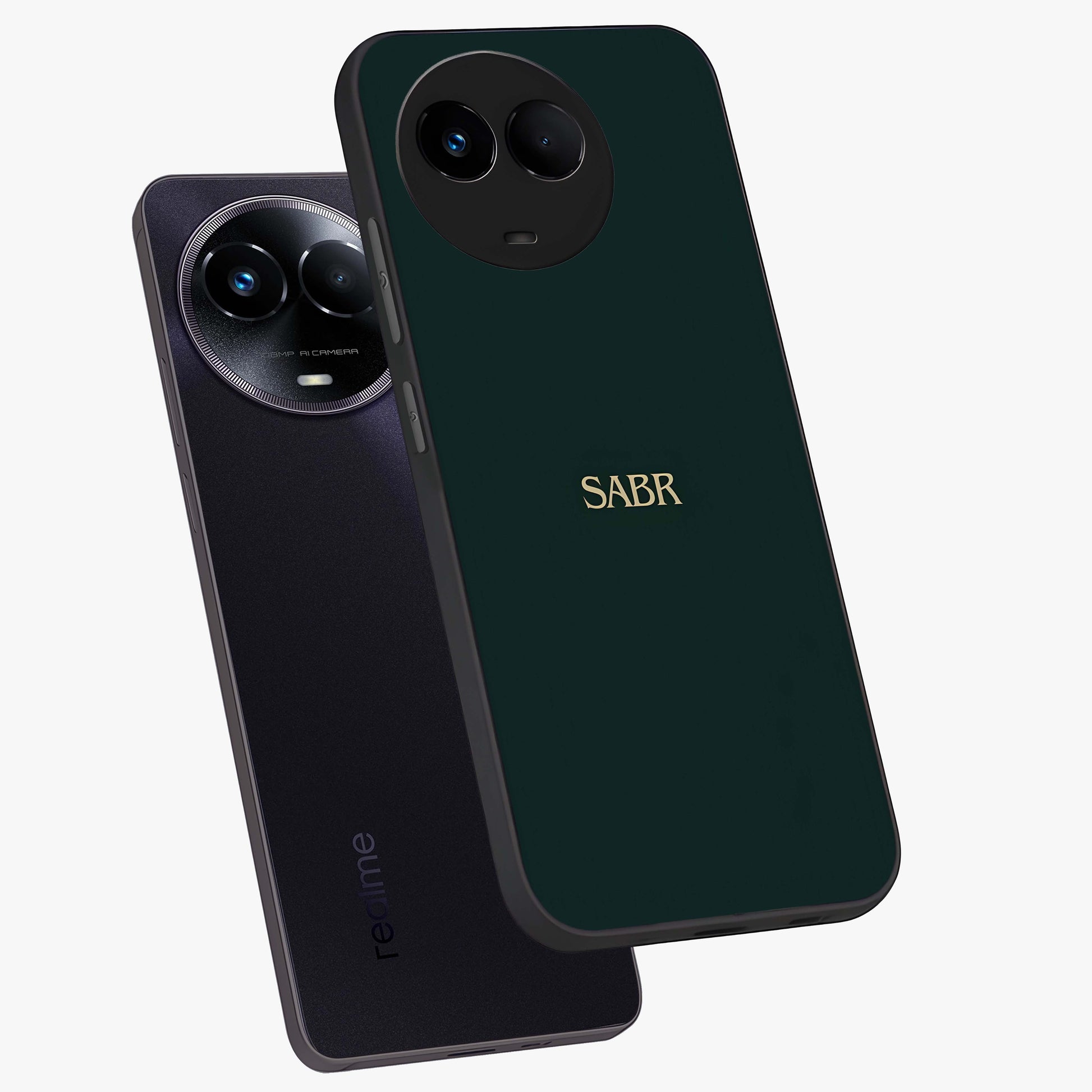 Sabr Minimal Patience Glass Case displayed in angled mockup highlighting simple inspirational design with clean aesthetic style.