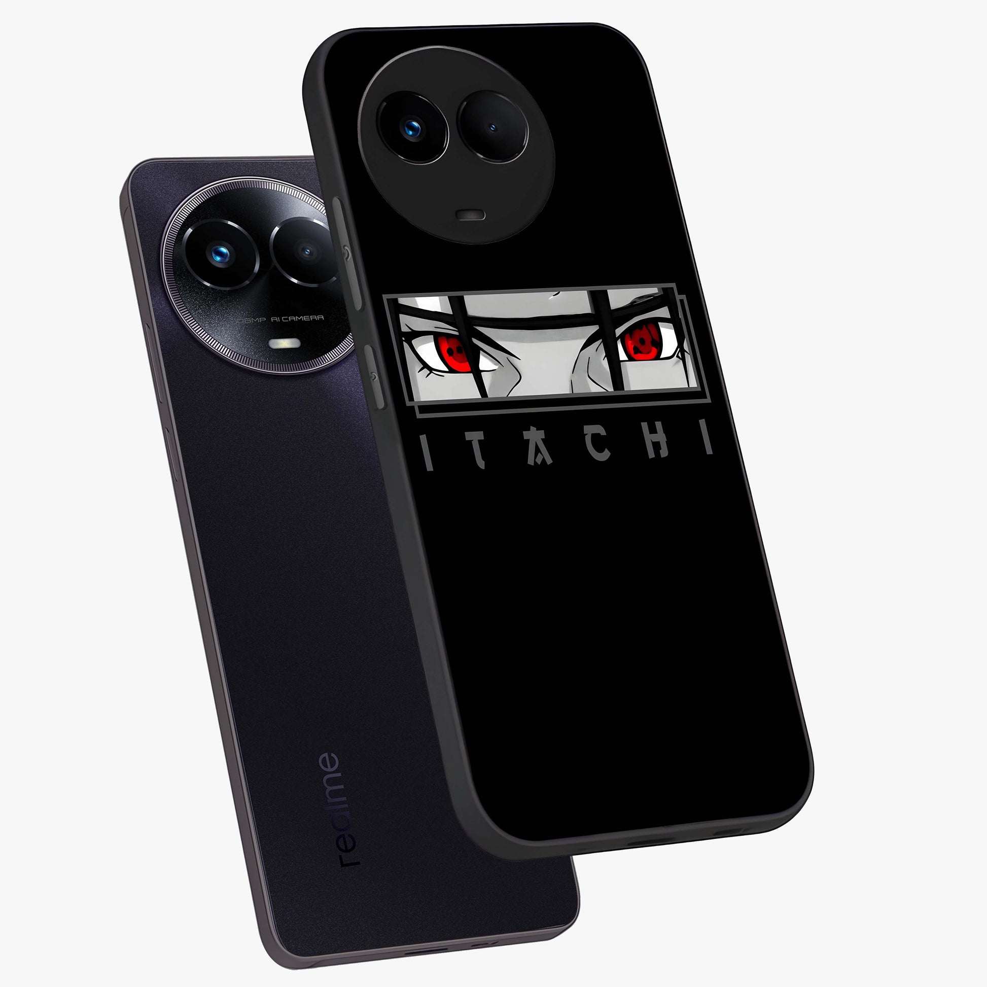 Scarlet Gaze Dominance Glass Case displayed in angled mockup highlighting intense visual design with bold scarlet aesthetic.