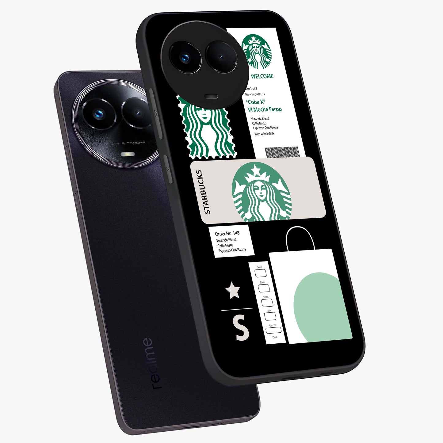 Starbucks Mocha Glass Case displayed in angled mockup highlighting stylish mocha themed design with cozy café aesthetic.