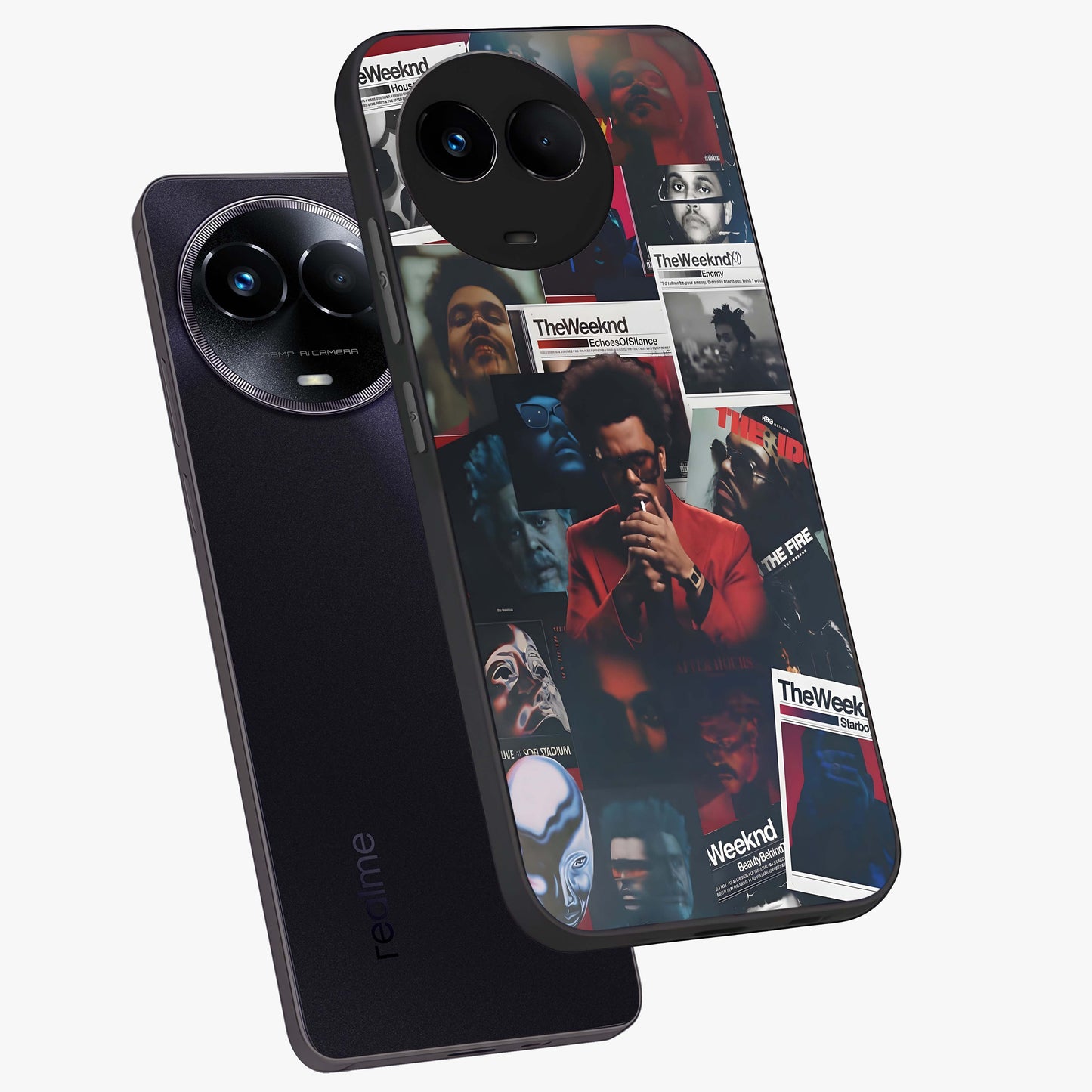 The Weeknd Glass Case displayed in angled mockup highlighting stylish pop culture inspired design with modern aesthetic.