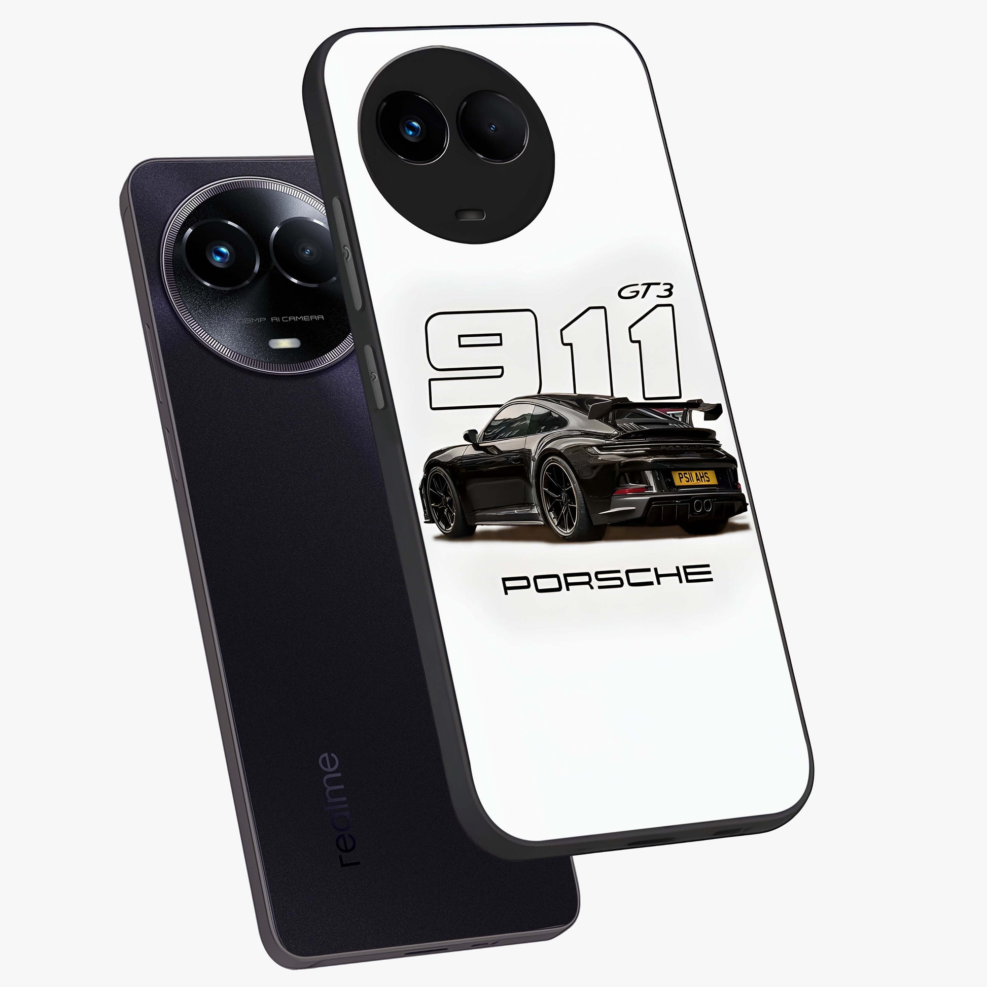 Turbo Legacy Icon Glass Case displayed in angled mockup highlighting dynamic automotive design with performance aesthetic.