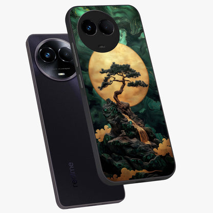 Zen Moon Rise Glass Case displayed in angled mockup highlighting peaceful lunar design with zen aesthetic style.