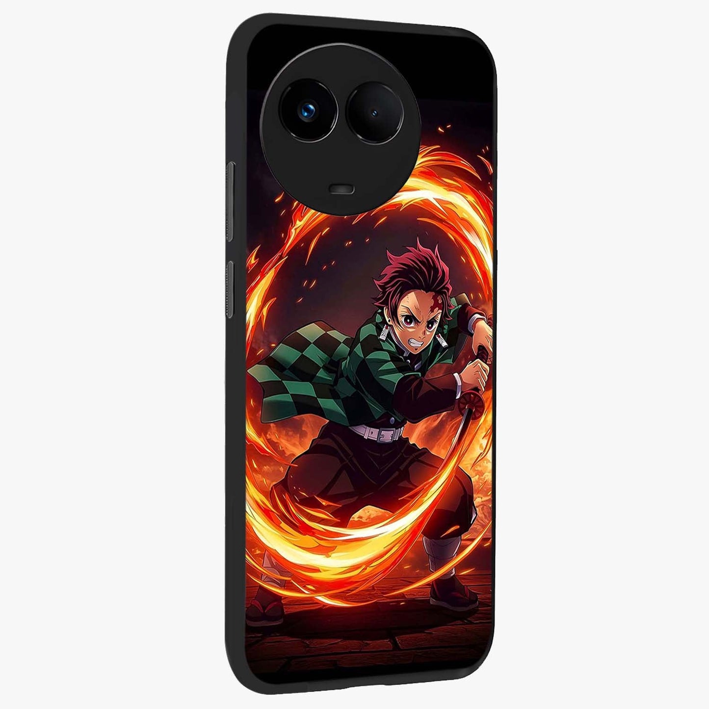 Blazing Sword Resolve Glass Case upright view showcasing dramatic warrior inspired artwork with intense visual style.
