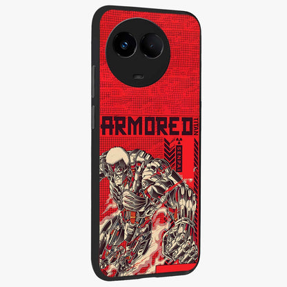 Crimson Mecha Titan Glass Case upright view showcasing dynamic robotic titan design with sci-fi inspired theme.