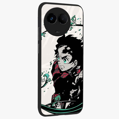 Demon Slayer Glass Case upright view showcasing powerful anime artwork with intense warrior theme.