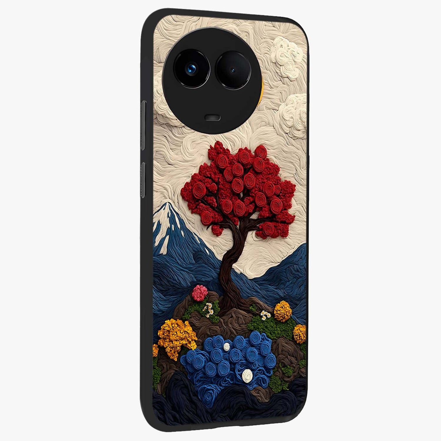 Eternal Nature Tapestry Glass Case upright view showcasing elegant nature tapestry design with decorative style.