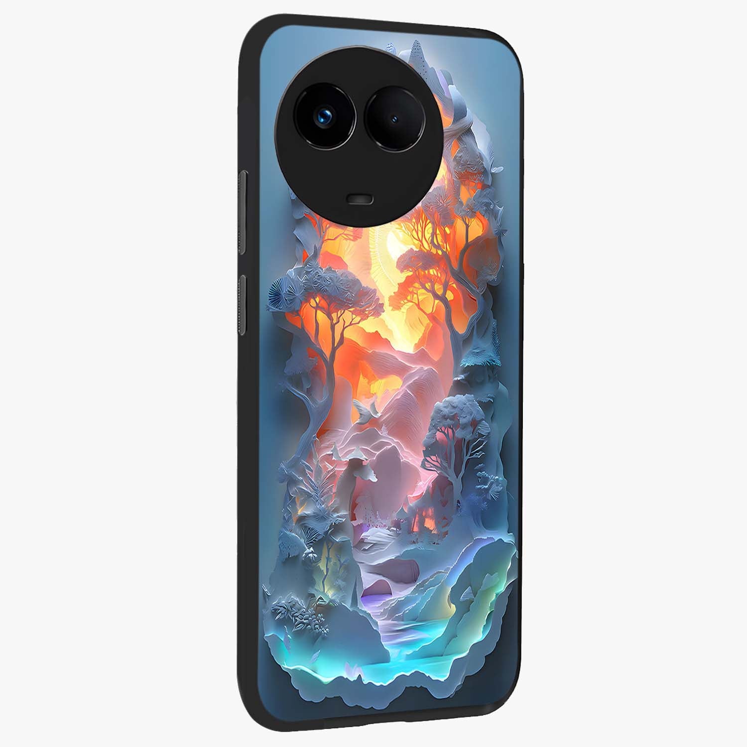 Glow Forest Portal Glass Case upright view showcasing enchanted forest portal artwork with fantasy nature theme.