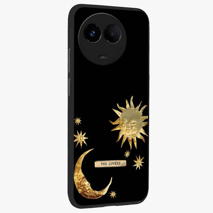 Gold Sun Blush Glass Case upright view showcasing glowing sun artwork with elegant celestial theme.