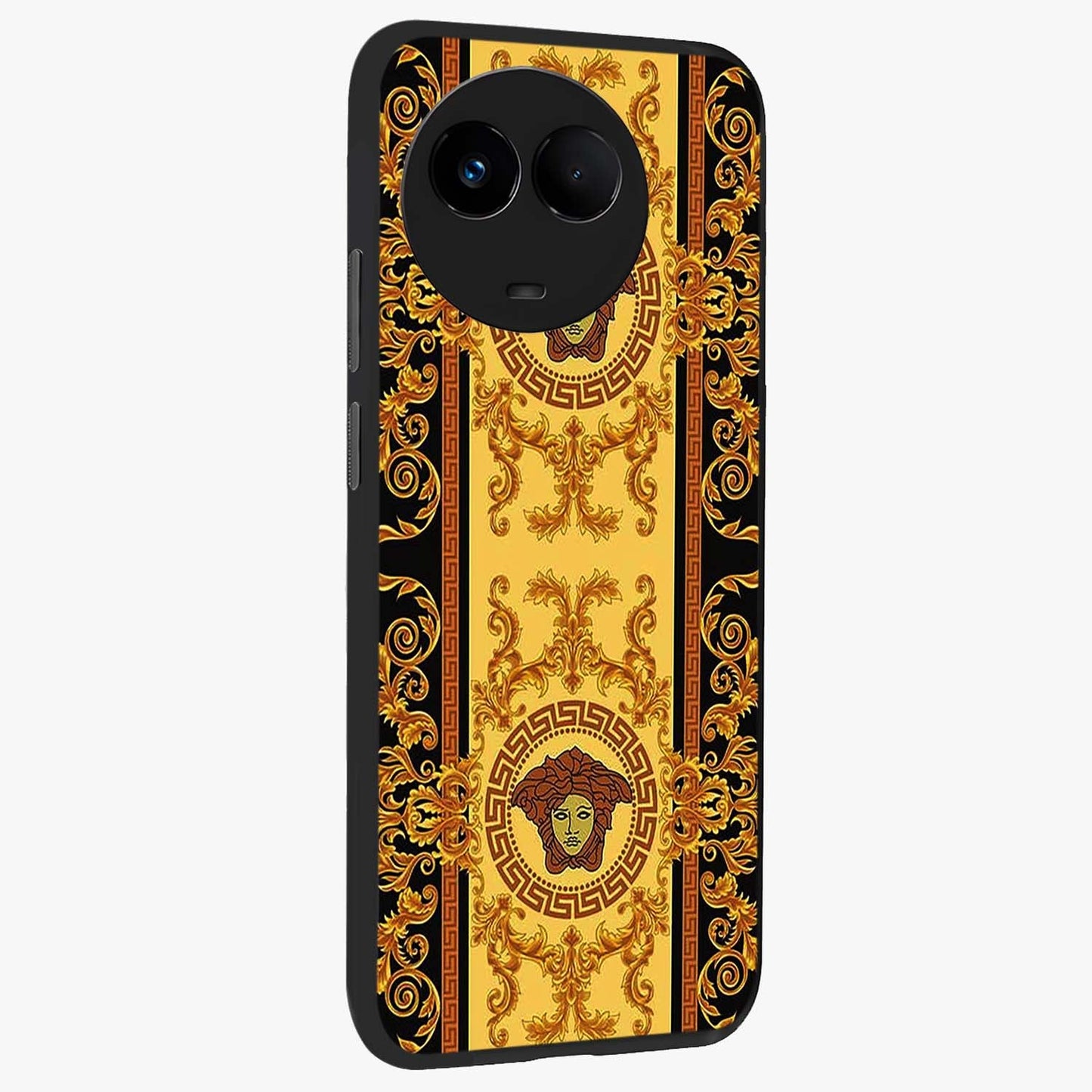 Golden Lotus Glow Glass Case upright view showcasing luminous lotus artwork with peaceful divine theme.