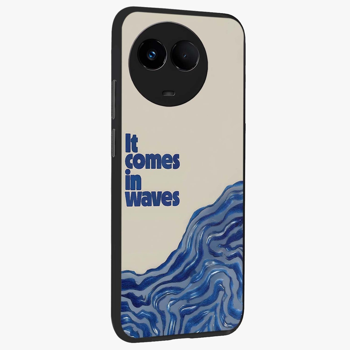 Itachi Sharingan Glass Case upright view showcasing intense anime eye artwork with bold character theme.
