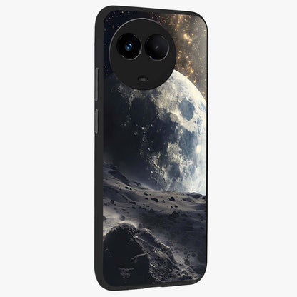 Lunar Horizon Glow Glass Case upright view showcasing radiant lunar artwork with calm cosmic theme.