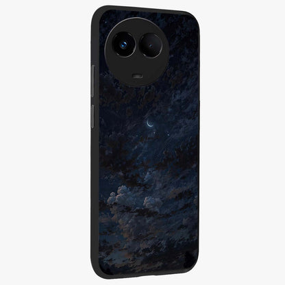 Lunar Veil Silence Glass Case upright view showcasing calm moon themed artwork with serene night atmosphere.