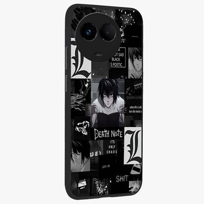 Midnight Chaos Mind Glass Case upright view showcasing expressive abstract artwork with bold dark theme.