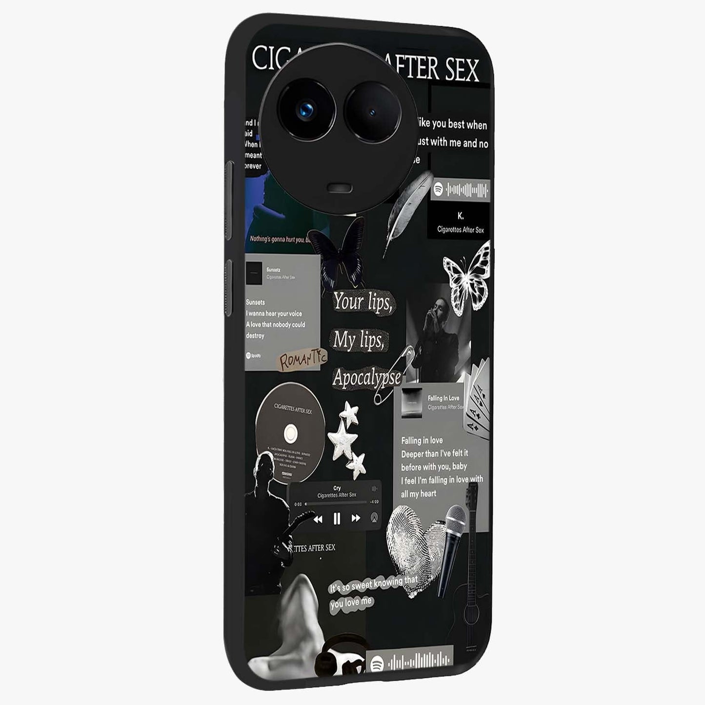 Midnight Love Echo Glass Case upright view showcasing expressive romantic artwork with dreamy midnight theme.
