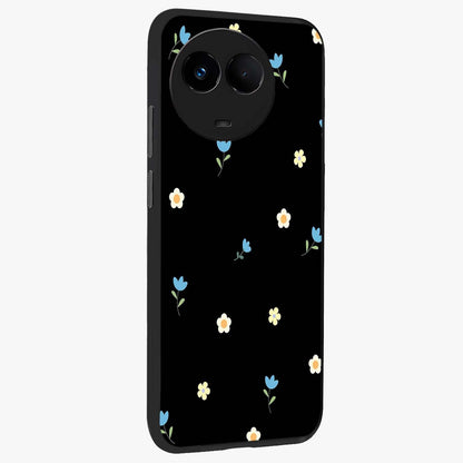Minimal Petal Whispers Glass Case upright view showcasing elegant floral artwork with modern minimalist style.
