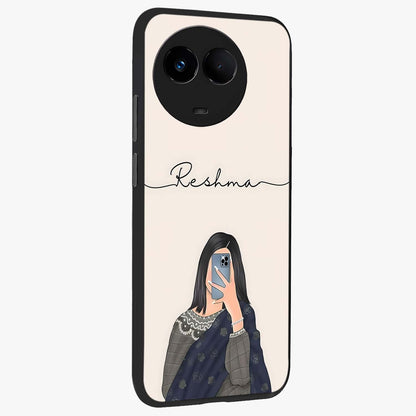 Mirror Mood Muse With Custom Name Glass Case upright view showcasing artistic mirror themed artwork with personalized aesthetic.