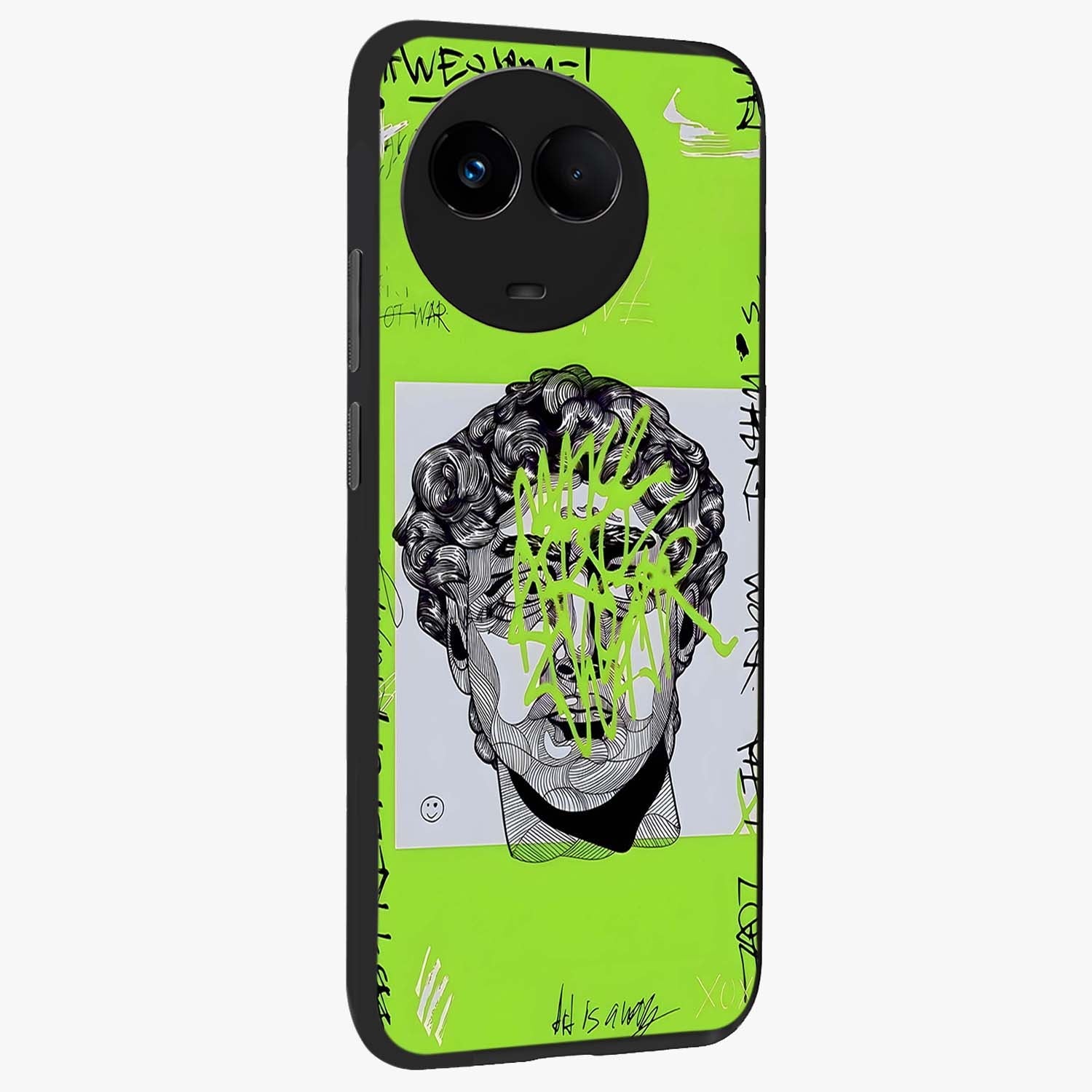 Neo Graffiti Rebellion Glass Case upright view showcasing colorful graffiti artwork with bold modern street style.